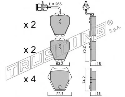 Комплект тормозных колодок, дисковый тормоз TRUSTING купить
