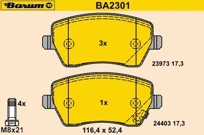 Комплект тормозных колодок, дисковый тормоз BARUM купить