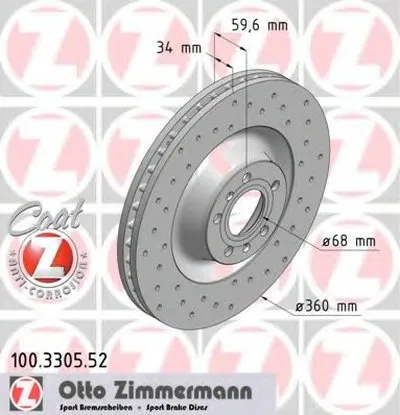 Тормозной диск SPORT BRAKE DISC COAT Z ZIMMERMANN купить