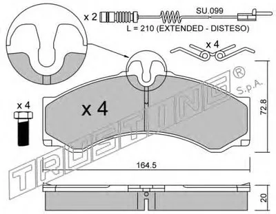 Комплект тормозных колодок, дисковый тормоз TRUSTING купить