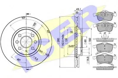 Комплект тормозов, дисковый тормозной механизм ICER купить