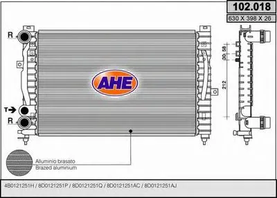 Радиатор, охлаждение двигателя AHE купить