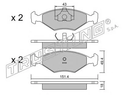 Комплект тормозных колодок, дисковый тормоз TRUSTING купить