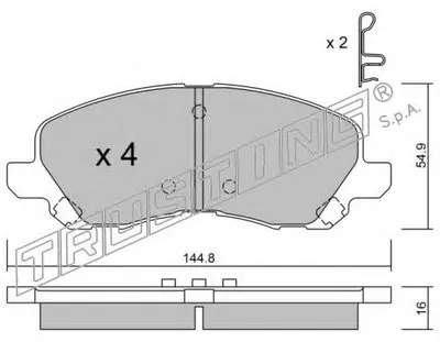 Комплект тормозных колодок, дисковый тормоз TRUSTING купить
