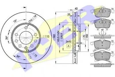Комплект тормозов, дисковый тормозной механизм ICER купить