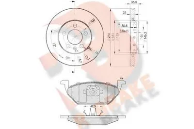 Комплект тормозов, дисковый тормозной механизм R BRAKE купить