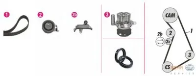 Водяной насос + комплект зубчатого ремня BEHR HELLA SERVICE HELLA купить