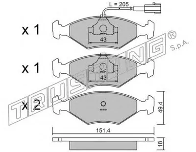 Комплект тормозных колодок, дисковый тормоз TRUSTING купить