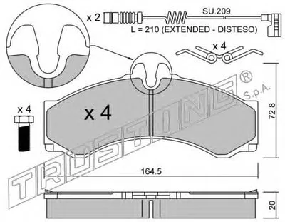 Комплект тормозных колодок, дисковый тормоз TRUSTING купить