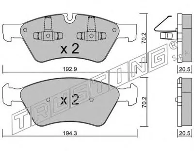 Комплект тормозных колодок, дисковый тормоз TRUSTING купить