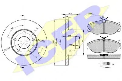 Комплект тормозов, дисковый тормозной механизм ICER купить