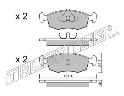 Комплект тормозных колодок, дисковый тормоз TRUSTING купить