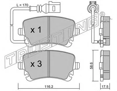 Комплект тормозных колодок, дисковый тормоз TRUSTING купить