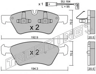 Комплект тормозных колодок, дисковый тормоз TRUSTING купить