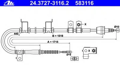 Трос, стояночная тормозная система ATE купить