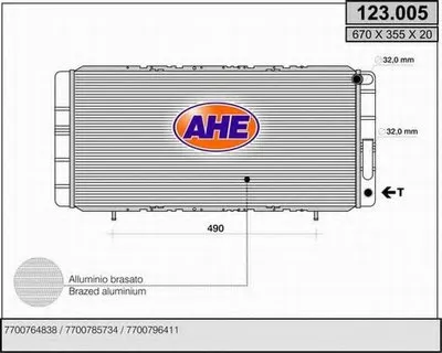 Радиатор, охлаждение двигателя AHE купить