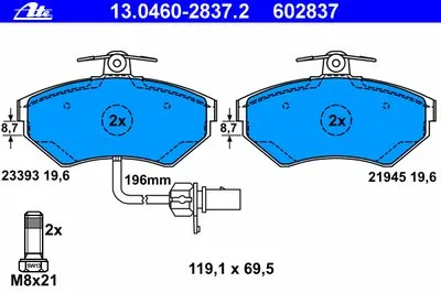 Комплект тормозных колодок, дисковый тормоз ATE купить