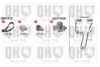 Водяной насос + комплект зубчатого ремня QUINTON HAZELL купить