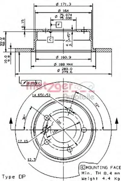 Тормозной диск HIGH CARBON / AP METZGER купить
