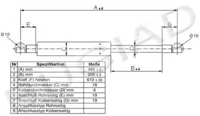 Газовая пружина, крышка багажник BUGIAD купить
