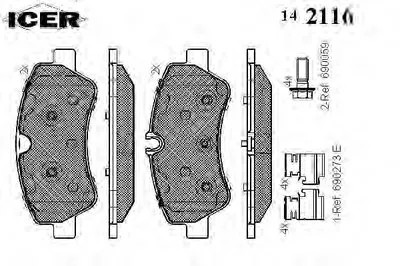 Комплект тормозных колодок, дисковый тормоз ICER купить