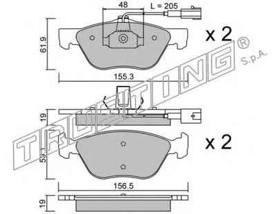 Комплект тормозных колодок, дисковый тормоз TRUSTING купить