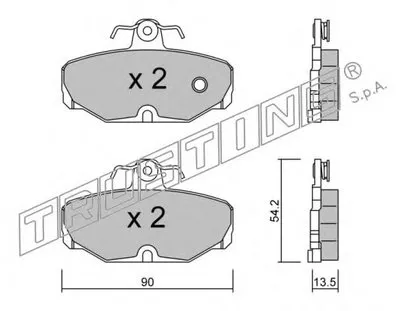 Комплект тормозных колодок, дисковый тормоз TRUSTING купить