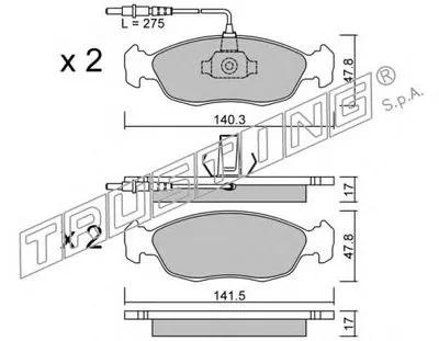 Комплект тормозных колодок, дисковый тормоз TRUSTING купить