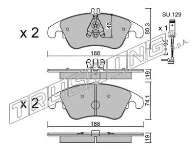 Комплект тормозных колодок, дисковый тормоз TRUSTING купить