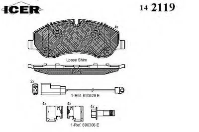 Комплект тормозных колодок, дисковый тормоз ICER купить