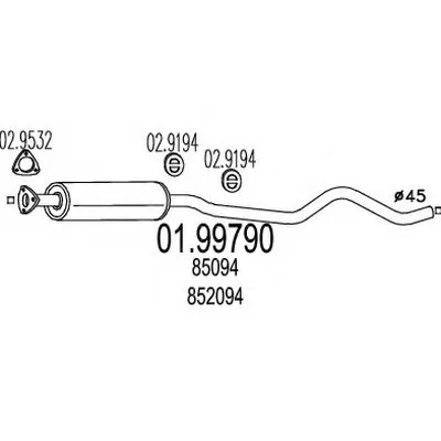 Средний глушитель выхлопных газов MTS купить