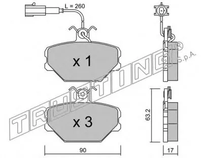 Комплект тормозных колодок, дисковый тормоз TRUSTING купить