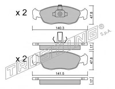 Комплект тормозных колодок, дисковый тормоз TRUSTING купить
