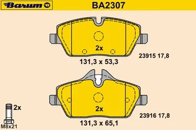 Комплект тормозных колодок, дисковый тормоз BARUM купить