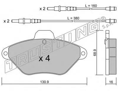 Комплект тормозных колодок, дисковый тормоз TRUSTING купить