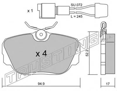 Комплект тормозных колодок, дисковый тормоз TRUSTING купить