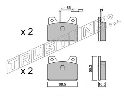 Комплект тормозных колодок, дисковый тормоз TRUSTING купить