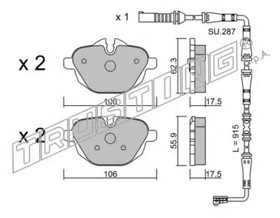 Комплект тормозных колодок, дисковый тормоз TRUSTING купить