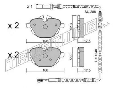 Комплект тормозных колодок, дисковый тормоз TRUSTING купить