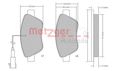 Комплект тормозных колодок, дисковый тормоз METZGER купить