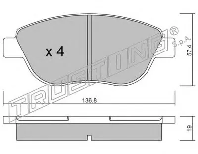 Комплект тормозных колодок, дисковый тормоз TRUSTING купить