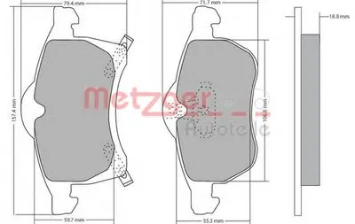 Комплект тормозных колодок, дисковый тормоз METZGER купить