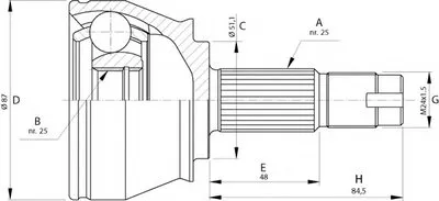 Шарнирный комплект, приводной вал SPIN OPEN PARTS купить
