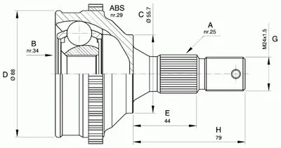Шарнирный комплект, приводной вал SPIN OPEN PARTS купить
