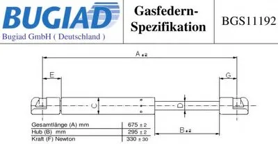 Газовая пружина, капот BUGIAD купить