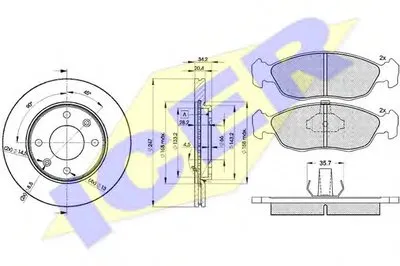Комплект тормозов, дисковый тормозной механизм ICER купить