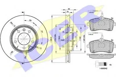 Комплект тормозов, дисковый тормозной механизм ICER купить