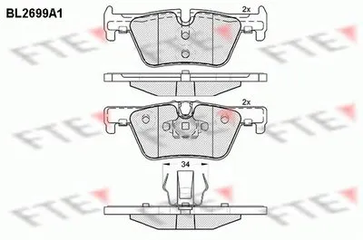 Комплект тормозных колодок, дисковый тормоз FTE купить