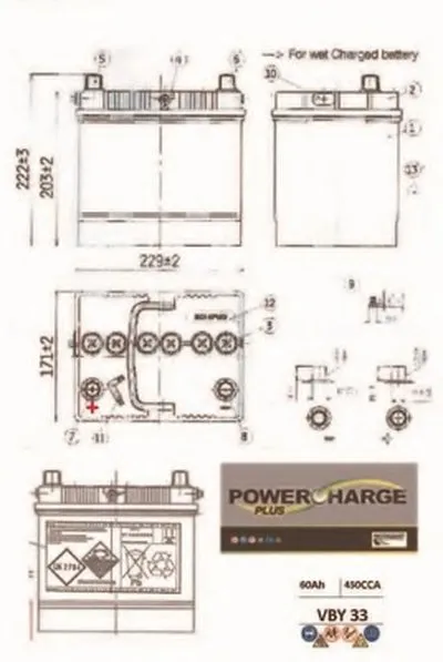 Стартерная аккумуляторная батарея Powercharge Plus MOTAQUIP купить