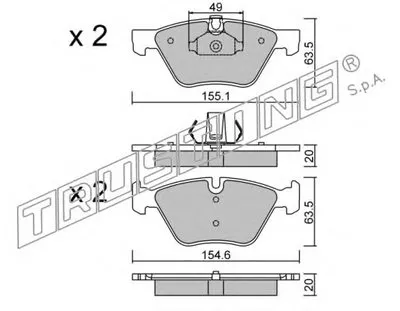 Комплект тормозных колодок, дисковый тормоз TRUSTING купить